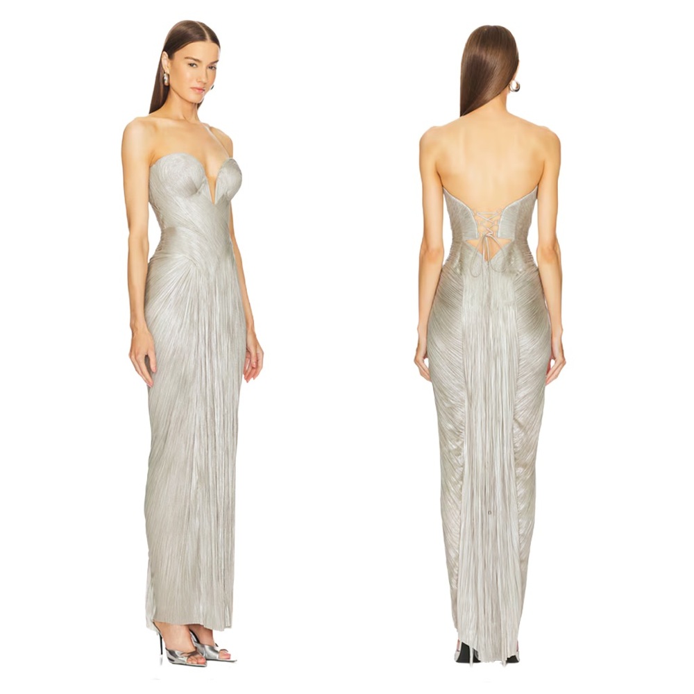NWT Maria Lucia Hohan Noor Gown in Gumnetal | FR 36 / US 4